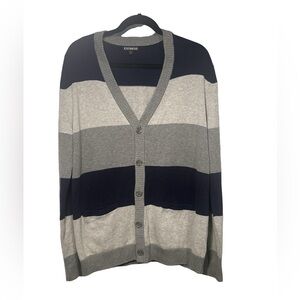EXPRESS Size L Multi-Color Stripped Long Sleeve Button-down Cardigan
